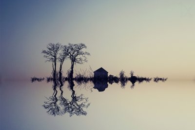 Reflexo sereno na água de Asef Azimaie