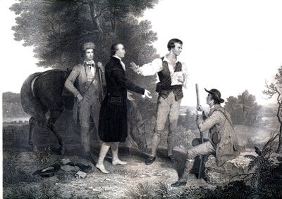 A captura do inglês do espião britânico Major John Andre (gravação) de Asher Brown (after) Durand