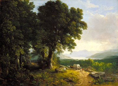 Paisagem com Vagão Coberto (óleo sobre tela) de Asher Brown Durand