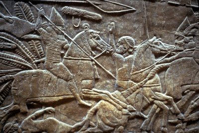 Assurbanipal na batalha de Til-Tuba, 650-620 aC de Assyrian