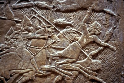 Assurbanipal na batalha de Til-Tuba, 650-620 aC de Assyrian