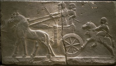 Carruagem e cavalaria, 8 º cen. BC de Assyrian