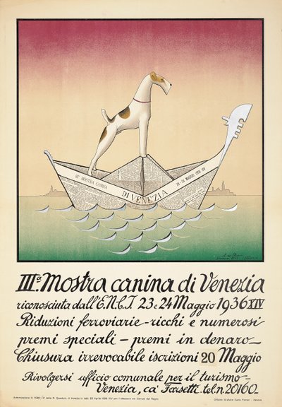 Cartaz publicitário de uma exposição canina em Veneza de Astolfo De Maria
