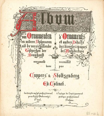 Álbum de ornamentos e outros testes de estilo dos diferentes períodos da arquitetura de Atelier Cuypers Stoltzenberg