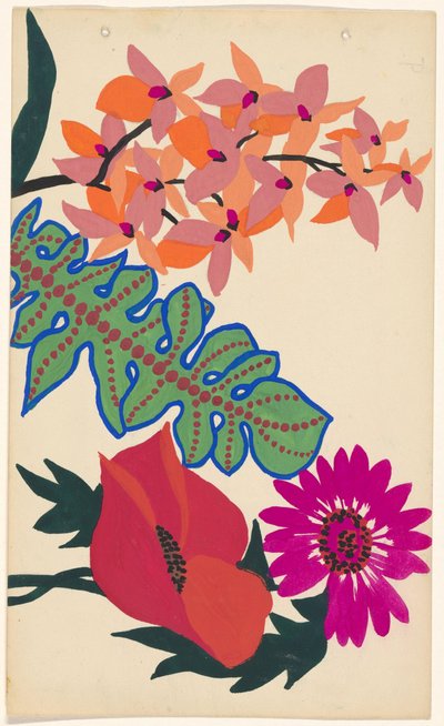 Desenho para bordado de folhas e flores de Atelier Martine