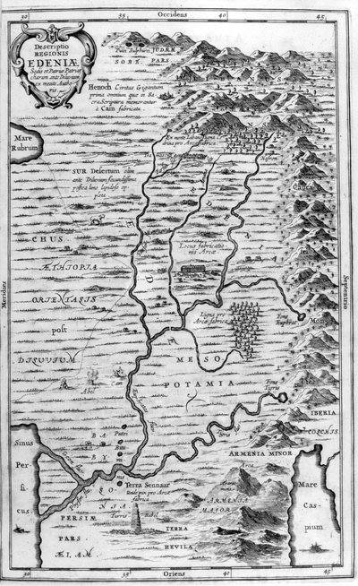 Mapa do Jardim do Éden, 1675 de Athanasius Kircher