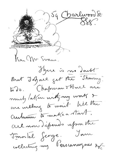 1ª página da carta de autógrafos para Frederick Evans, c.1893 de Aubrey Beardsley