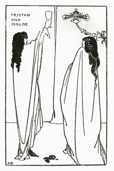 Uma repetição de Tristão e Isolda, ilustração de "The Savoy", 1896 de Aubrey Beardsley