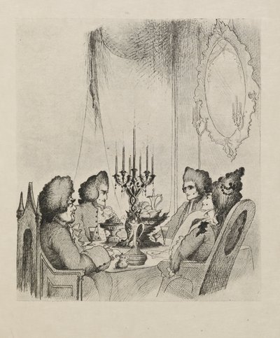 Uma cena de "Madame Lescaut" de um livro de cinquenta desenhos de Aubrey Beardsley