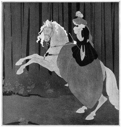Uma mulher sentada em um cavalo de criação, 1898. de Aubrey Beardsley