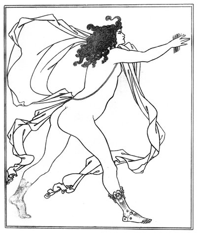 Apollo perseguindo Daphne (caneta e tinta) de Aubrey Beardsley