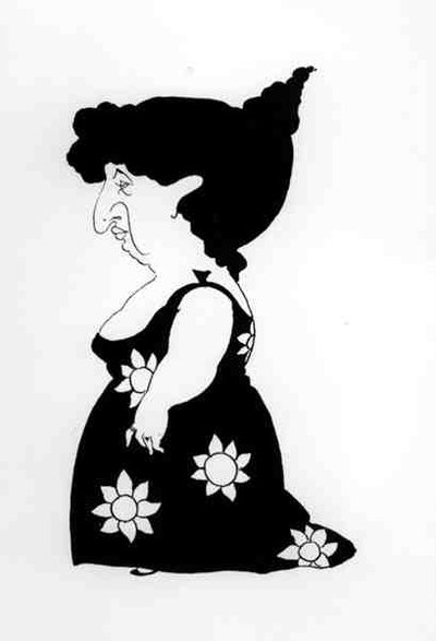 Caricatura de uma figura em vestido de girassol, de 