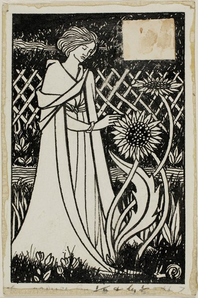 Estudo Decorativo: Mulher com Girassóis de Aubrey Beardsley