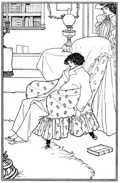 Frontispício para uma maternidade do mal, pub. por Elkin Mathews e Walt Ruding de Aubrey Beardsley