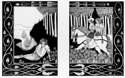 Como o rei Marcos e Sir Dinadan ouviram Sir Palomides, ilustração de &39;Le Morte d&39;Arthur&39; de Sir Thomas Malory, 1894 de Aubrey Beardsley