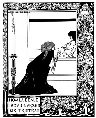 Como La Beale Isoud cuidou de Sir Tristram. Ilustração do livro Le Morte dArthur de Sir Thomas M de Aubrey Beardsley