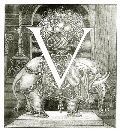Letra inicial &39;V&39; para Volpone, 1898 de Aubrey Beardsley