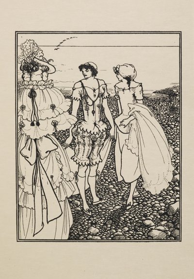 Na praia de Dieppe (os banhistas), de um livro de cinquenta desenhos de Aubrey Beardsley