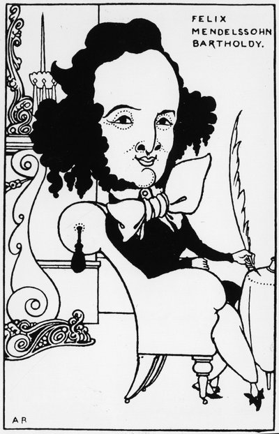 Retrato de Félix Mendelssohn - Bartholdy (1809-1847), desenho de A. Beardsley. de Aubrey Beardsley