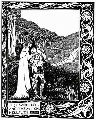 Sir Lancelote e a bruxa Hellawes 1870 de Aubrey Beardsley