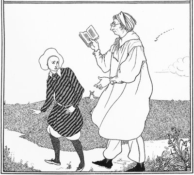 &39;O Problema Eterno da Juventude e do Pedanismo&39;, ilustração da capa do &39;The Yellow Book&39;, 1894-95 de Aubrey Beardsley