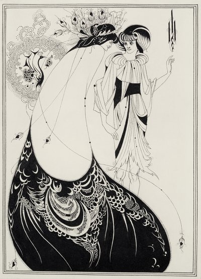 The Peacock Skirt, ilustração para a edição em inglês de `Salomé por Oscar Wilde (1854-1900) 1893 (tinta preta e grafite sobre papel) de Aubrey Beardsley