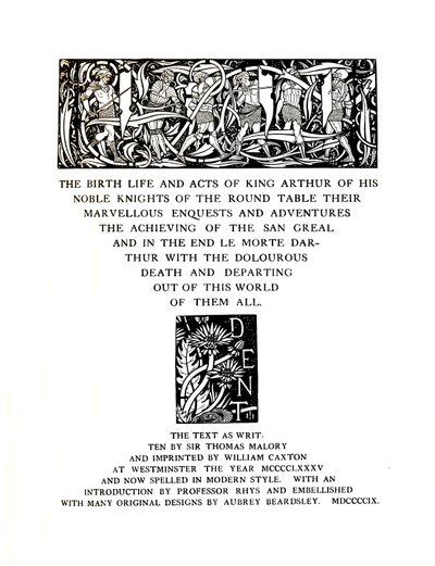 Título-Página Desenhada por Aubrey Beardsley para os Srs. JM Dent e Filhos Ltd, 1909, 1914. de Aubrey Beardsley