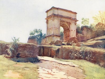 Roma: Arco de Tito da Via Sacra (litografia a cores) de Aubrey Waterfield
