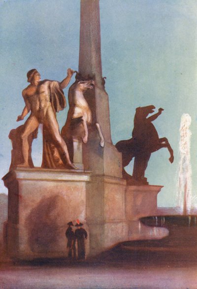 Roma: Monte Cavallo junto ao Quirinal (litografia a cores) de Aubrey Waterfield
