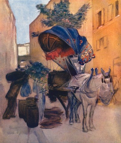 Roma: Carro de vinho romano (litografia a cores) de Aubrey Waterfield
