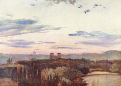 Roma: Villa Medici e Cúpula de S. Pedro (litografia a cores) de Aubrey Waterfield