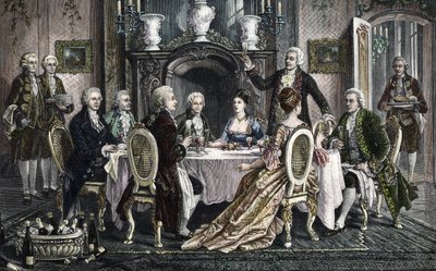 Jantar na casa de Emanuel Schikaneder para Wolfgang Amadeus Mozart de August (after) Borckmann