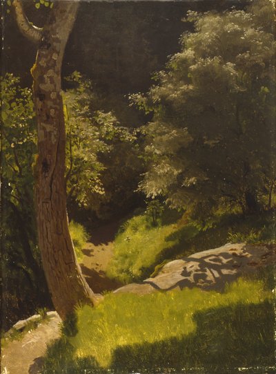 Paisagem do parque com caminho de jardim (óleo sobre tela) de August Cappelen