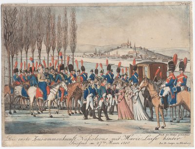 Napoleão apresentando a imperatriz Marie-Luise à sua família fora do pavilhão perto de Soissons de August Friedrich Andreas Campe