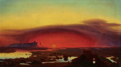 Os pântanos pontinos ao pôr do sol de August Kopisch