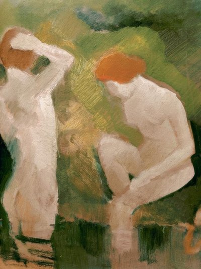 Banhistas na encosta verde de August Macke