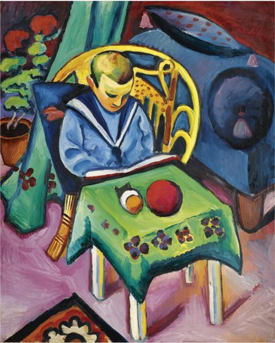 Menino com livro e brinquedos, 1912 de August Macke