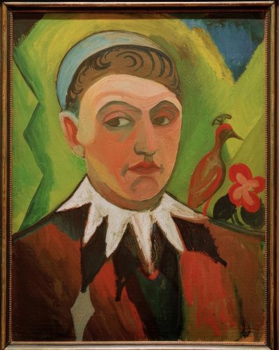 Palhaço, auto-retrato caricaturado de August Macke
