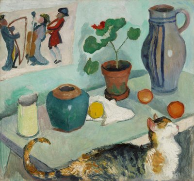 O fantasma na cadeira da casa: natureza morta com um gato de August Macke