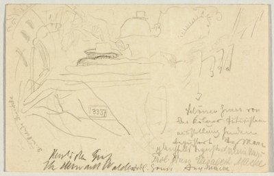 O Jolting Cab, cartão postal para Wassily Kandinsky em Odessa de August Macke