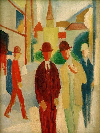 Rua brilhante com pessoas de August Macke