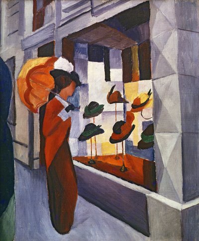 Em frente à loja de chapéus, 1914 de August Macke