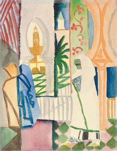 No salão do templo; In der Tempelhalle, 1914 de August Macke