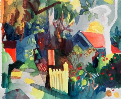 Paisagem com árvore brilhante de August Macke
