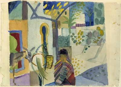 Rapariga com cavalo e burro de August Macke