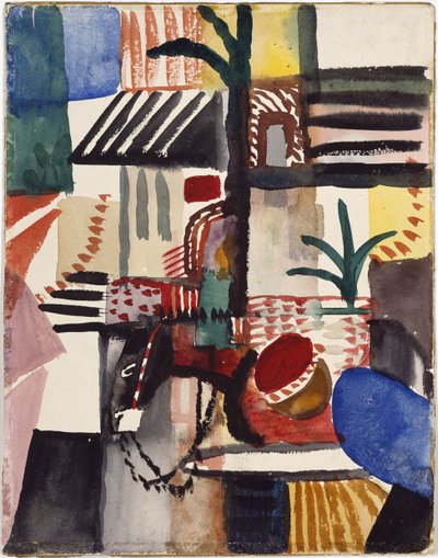 Homem com burro Tunísia, 1914 de August Macke