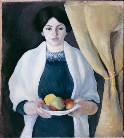 Retrato com maçãs (Retrato da mulher do artista) de August Macke