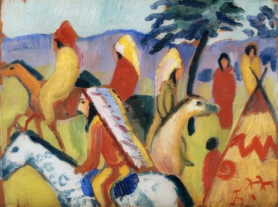 Índios andando na tenda. 1911 de August Macke