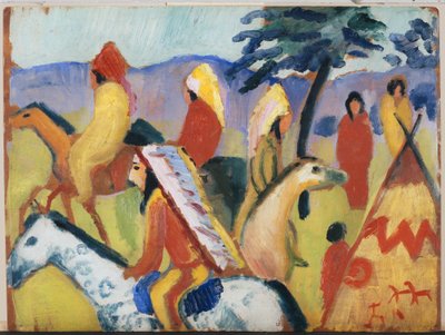 Montar índios junto à tenda de August Macke