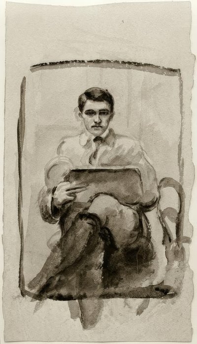Auto-retrato, desenho de August Macke